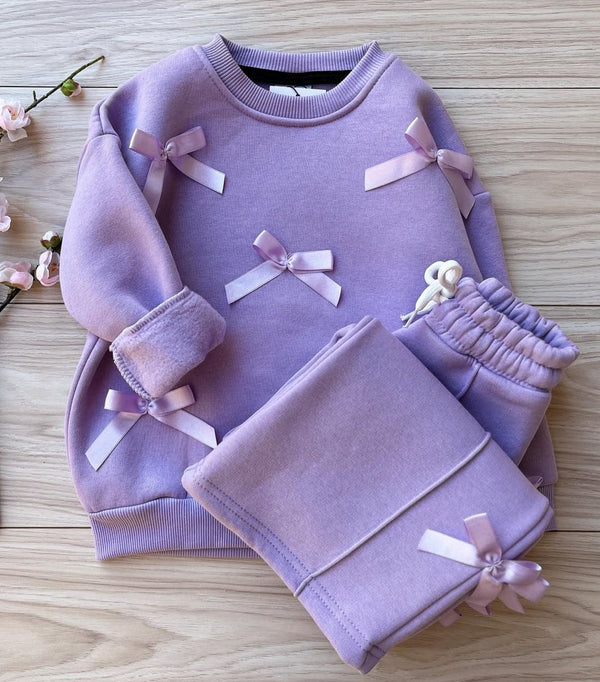 طقم ببيونات ليلكي 3-10سنوات