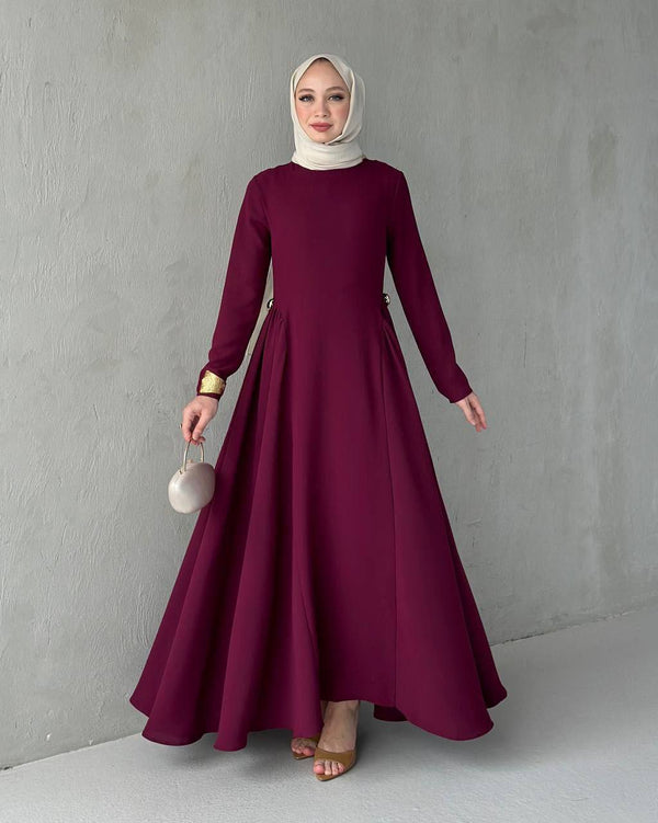 فستان ناعم خمري