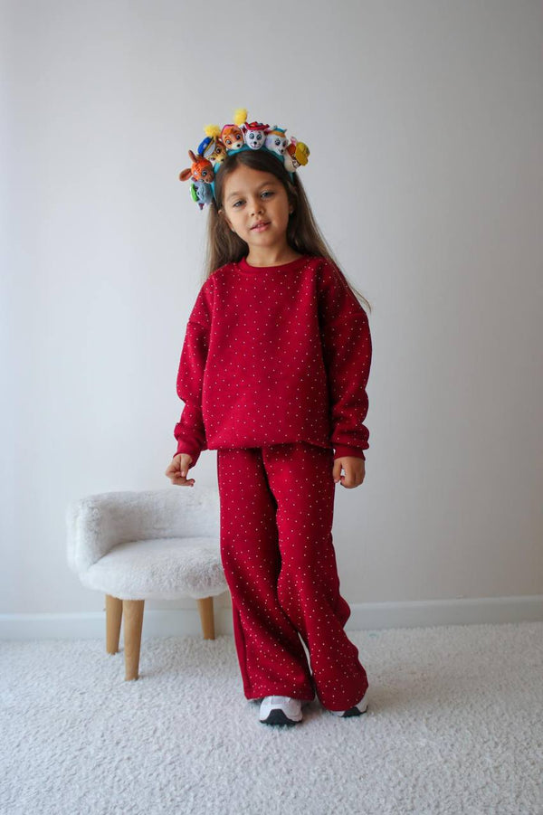 طقم خمري سترس 3-10سنوات